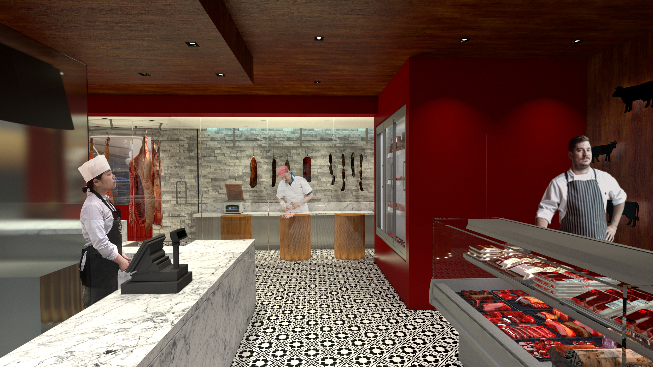 A Parisian-style beef and wine shop inside a historic department store