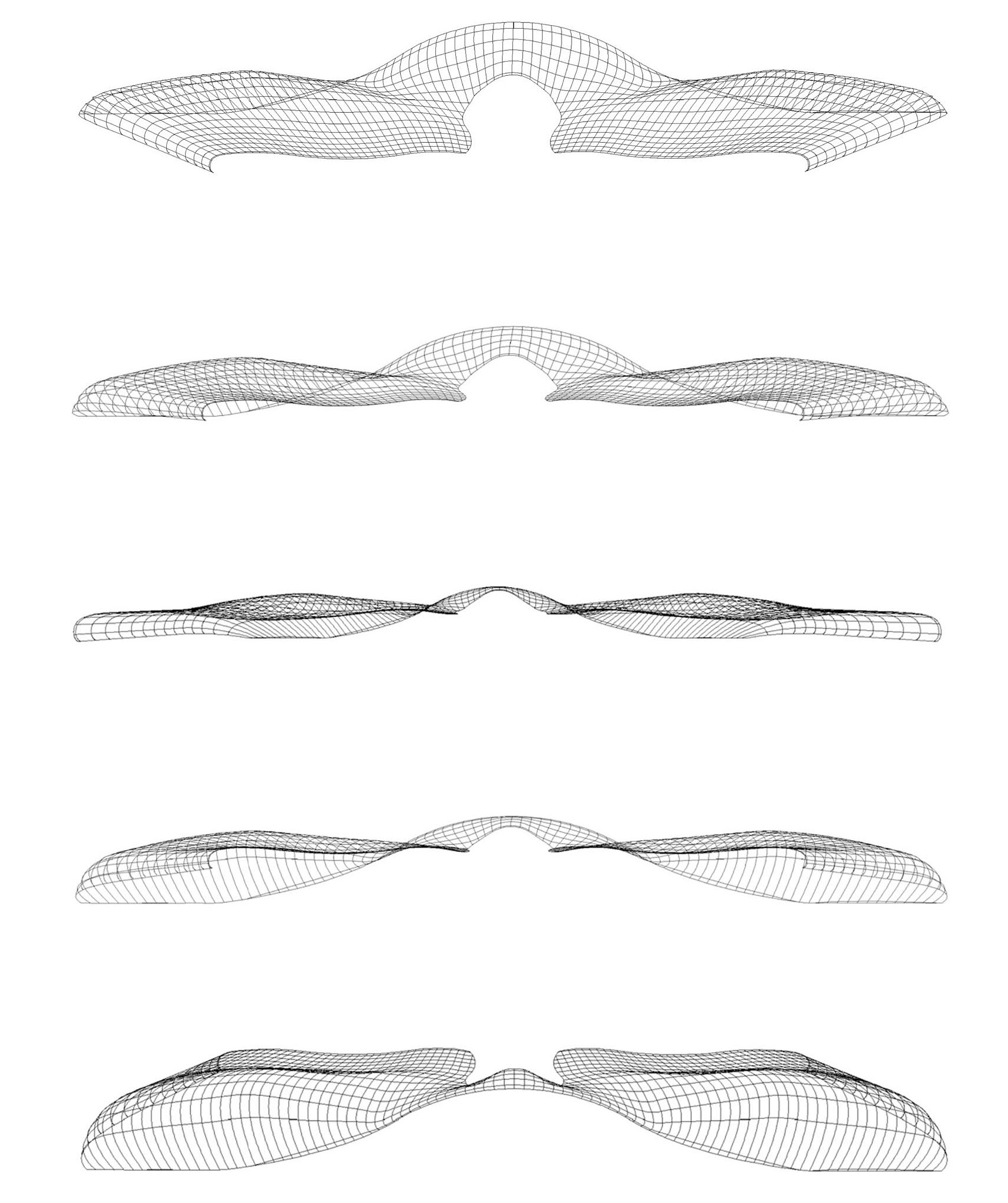 A roof shaped like a concept car, wrapping two exhibition wings